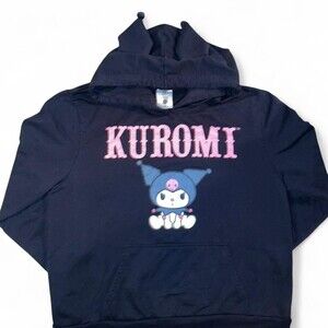 Sanrio Kuromi Black Devil Ear Cropped Hoodie Sweatshirt